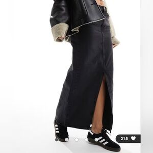 Mango black denim maxi skirt